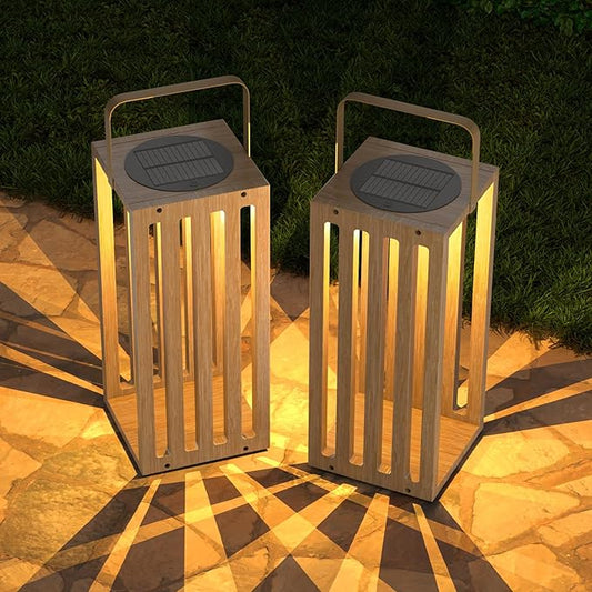 Solar Lantern Outdoor Waterproof IP44 Outside Lights LED for Patio Garden Decor Porch Yard Table Top Decorative