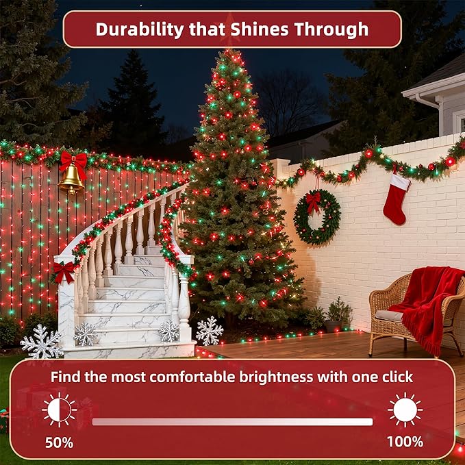 470FT Christmas Lights Outdoor, 1500 LED Christmas Tree Decoration Lights with 12 Modes & Timer Memory, Dimmable Plug In Waterproof LED Xmas Light for Yard Trees Wedding Party Holiday Red & Green