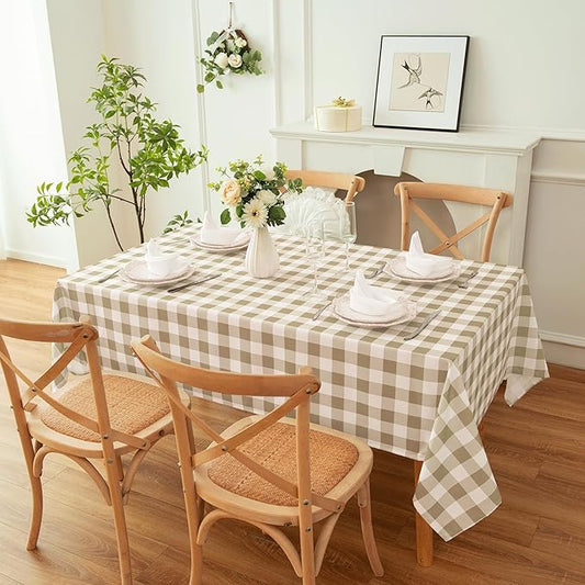 Waterproof Checkered Tablecloth Fabric - Rectangle 58x84 Inch Classic Gingham Buffalo Plaid Table Cloth for Indoor/Outdoor Use - Washable Table Cover for Kitchen, BBQs, and Parties