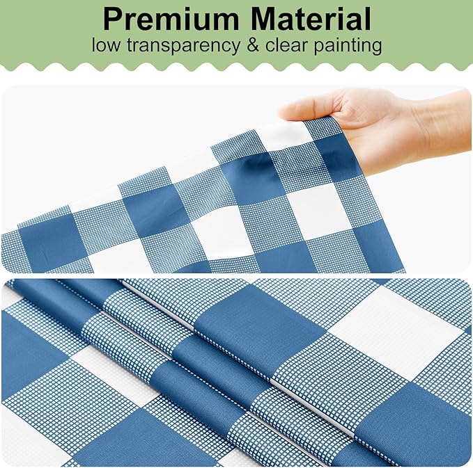 misaya 4 Packs Buffalo Disposable Table Cloth, 54 x 108 Inch Waterproof Plastic Tablecloth, Rectangle Aquamarine and White Checkered Table Covers for Picnic, Birthday, Party