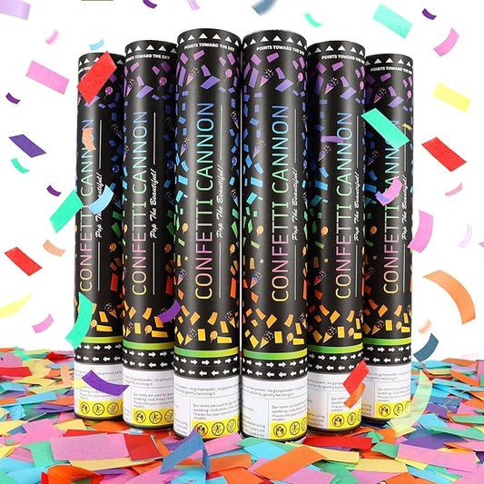 6 Pack Multicolor Confetti Poppers,Confetti Cannon,12 Inch Party Poppers Confetti Shooters Launches 20-25FT for Birthday,Celebration,Wedding,Christmas,New Years Eve
