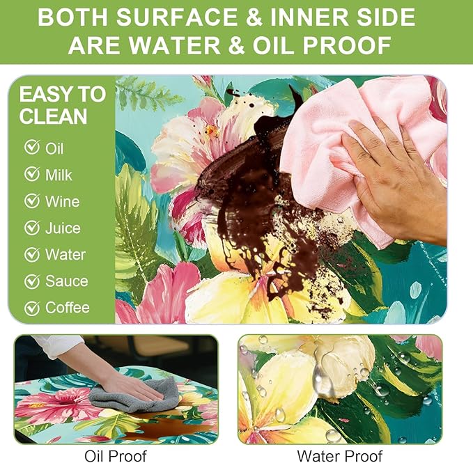 ANNA QUEEN Summer Flowers Picnic Table Cover 6FT with Bench Covers Picnic Table Cover Set 3PCS 72"x30", Outdoor Bench and Tablecloth Furniture Protection