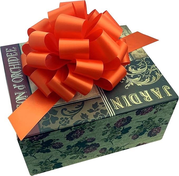 Large Orange Gift Pull Bows - 9" Wide, Set of 6, Easter, Spring, Birthday, Baby Shower, Fundraiser, School Colors, Office, Decoration, Basket, Fall Decor, Autumn, Halloween, Thanksgiving, Christmas