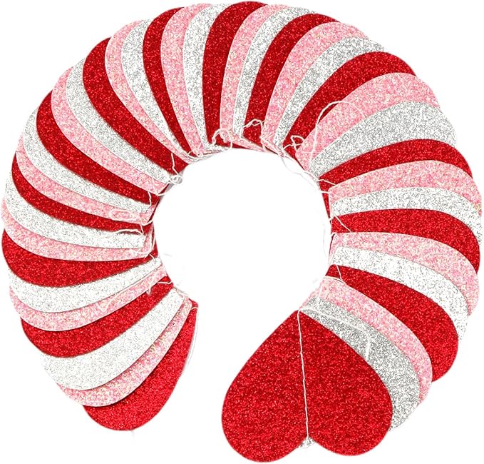 Glitter-Red Silver-Pink Valentines Party-Decorations Heart-Garland - 52ft Galentines Women Streamers Banner,Romantic Special Night Wedding Bachelorette Bridal Shower Birthday Backdrop Decor Burgleda