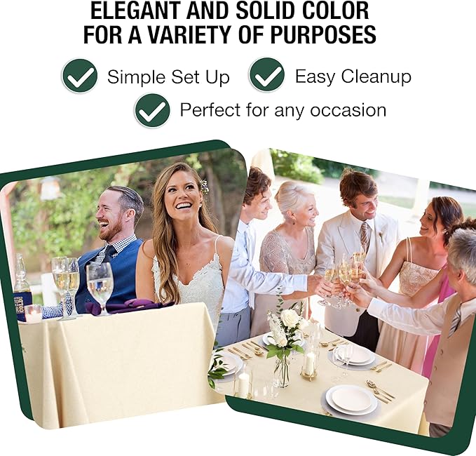 Exquisite 6 Pack Ivory Plastic Table Cloth - 70 x 120" Rectangle Disposable Tablecloth for Parties - Rectangle Tablecloth - Disposable Table Cloths for Parties - Great for Picnics And Formal Events