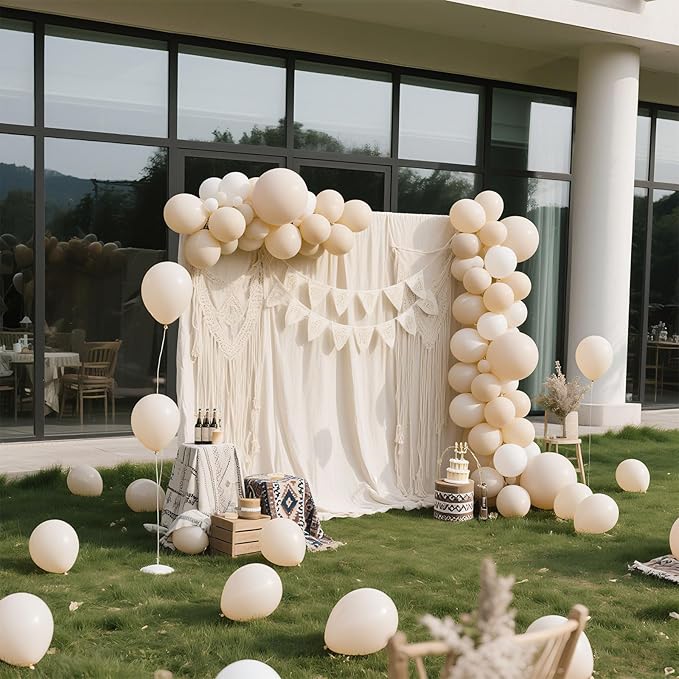 Cream Balloons Latex Party Balloons 100 Pack 12 inch Round Beige Neutral Sand White Balloons for Birthday Wedding Baby Shower Gender Reveal Party Decoration
