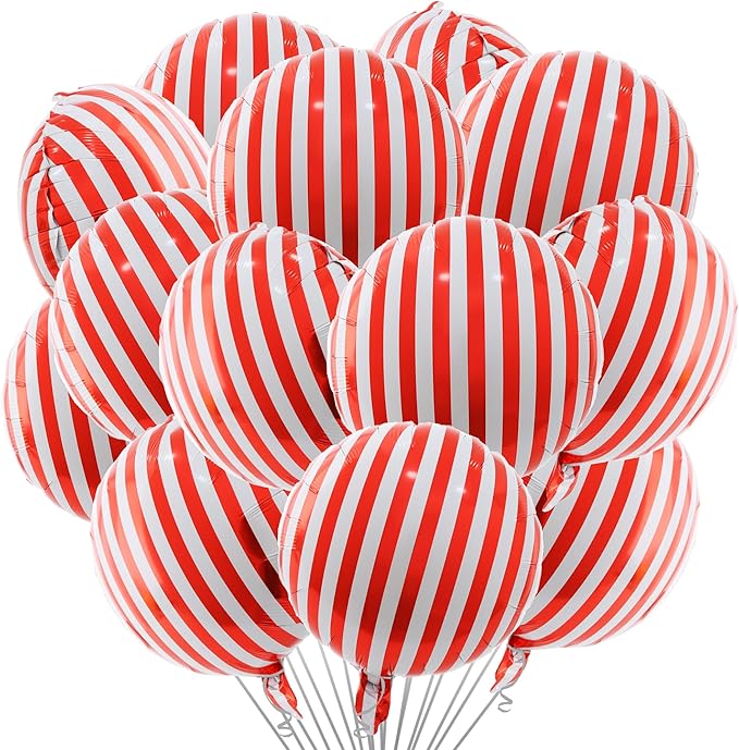 TONIFUL 30Pcs 18 Inch Round Balloons Large Red White Round Shape Foil Balloons Big Red White Round Helium Mylar Balloons for Birthday Wedding Baby Shower Anniversary Engagement Party Decor Supplies