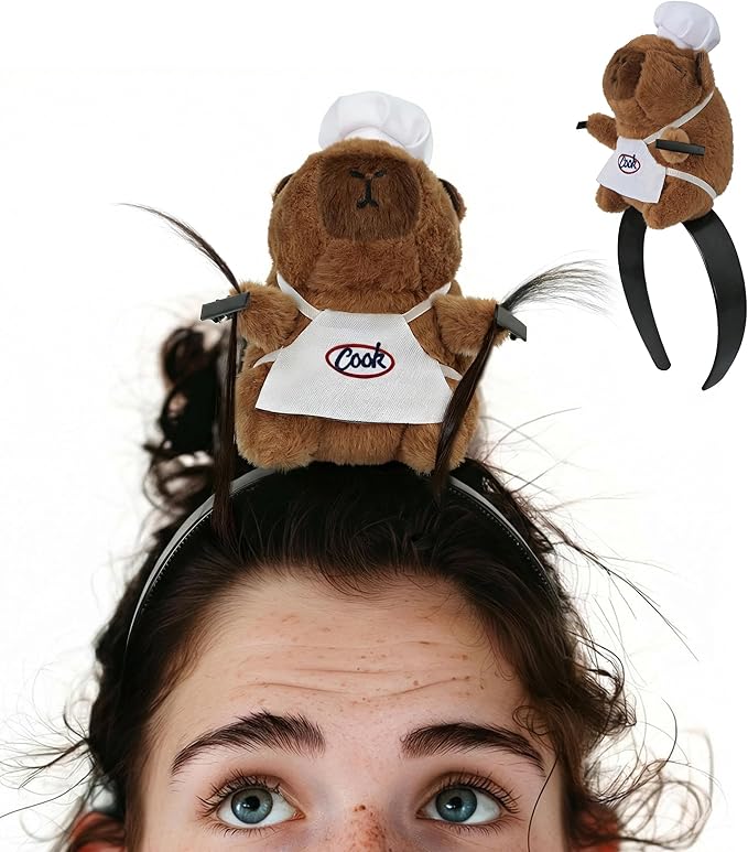 UQJE Adult Capybara Headband Funny Stuffed Capybara Hairband Cute Plush Hairpin Headwear Accessories