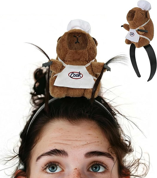 UQJE Adult Capybara Headband Funny Stuffed Capybara Hairband Cute Plush Hairpin Headwear Accessories