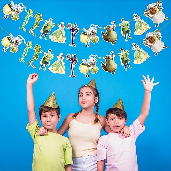 Princss and The Frog Garland Decoration – Themed Party Banner for Birthday Celebrations, Decorative Garland for Dessert Tables, Room Décor, Baby Showers, Photo Displays, and Special Events