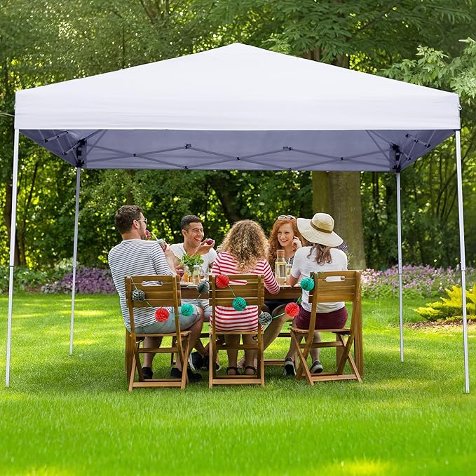 JupiterForce 10 x 10 Pop Up Canopy Tent Sun Protection Waterproof Instant Shelter Portable Folding Canopy with Roller Carry Bag, White