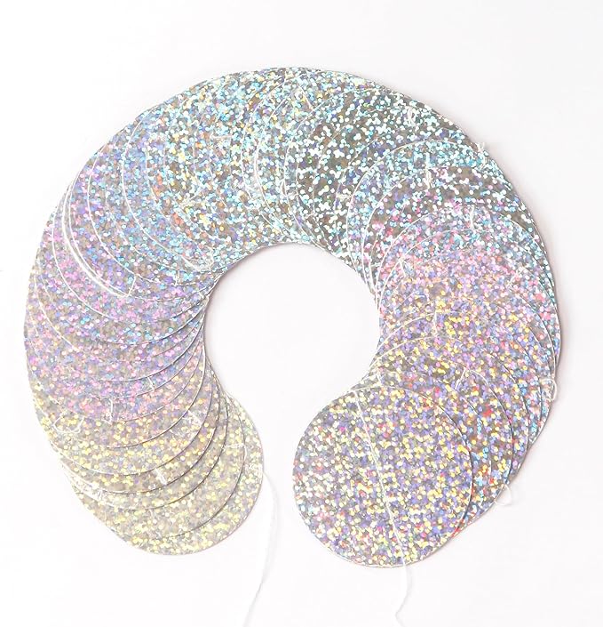 Iridescent Disco-Holographic Party-Decorations Garland Streamers - 52Ft Birthday Bachelorette Hanging Banner Decor,Engagement Valentines Dance Classroom Glitter New Years Christmas Backdrop Huglony