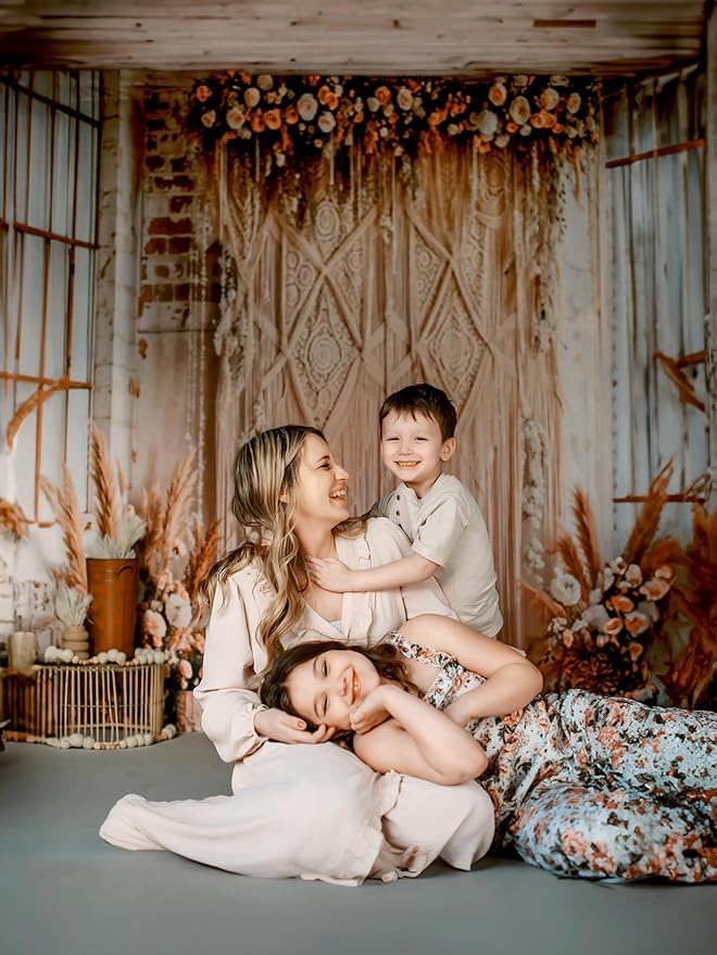 Kate 10x8ft/3x2.5m Boho Backdrop Floral Brick Wall Mother's Day Interior Decoration Digital Printed Cloth Background Photo Studio Props