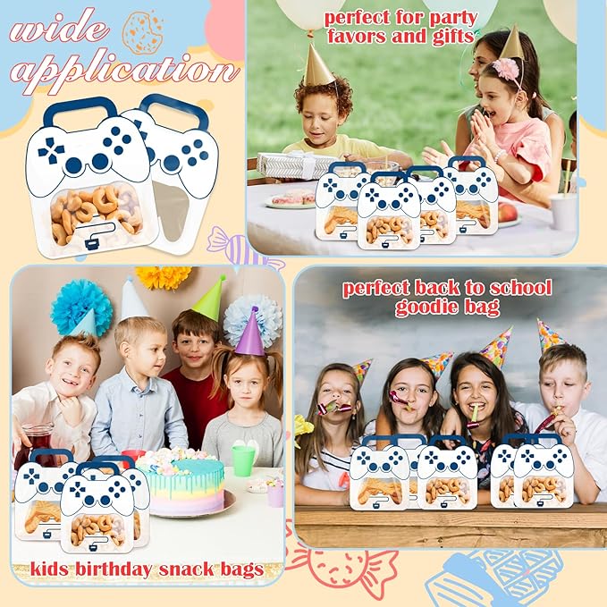 50PCS Bulk Gift Bags for Kids with Handle,Children Large Goodie Bags with Stand-up Bottom, Grip Seal Party Favor Bag, Game Party Favor Students Back to School Treat Bag for Birthday, Classroom
