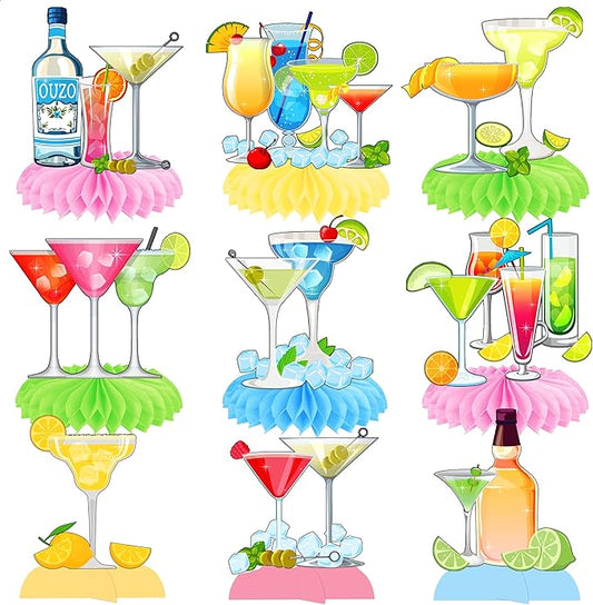 Cocktail Theme Honeycomb Centerpieces Margarita Birthday Party Decorations Margs & Matrimony Bachelorette Party Centerpiece Decoration for Cocktail Martini Themed Party Mexican Fiesta Supplies