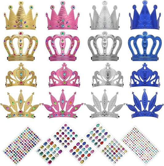 AHIER 23 Pieces Foam Crowns Set, Princess Tiaras Crowns DIY Party Crowns Make Your Crowns With Diamond Sticker