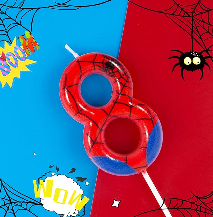PHD CAKE 2.76 Inch Number 8 Spider Birthday Candles, Spider Cartoon Themed Number Candles, Cake Number Candles, Party Celebration