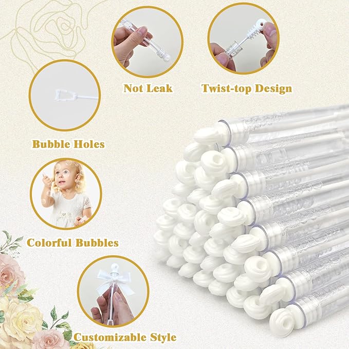 Bulk Mini Bubble Wands for Wedding 100 Count, Party Favors Supplies for Guest, Wedding Reception Send Off Activities Games for Kids & Adults, Non Candy Gift Bag Ideas Stuff for Engagement Anniversary