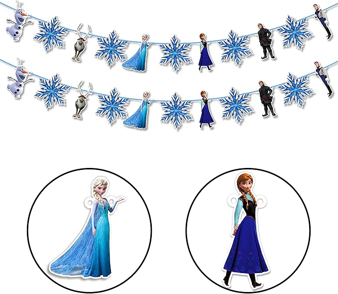 Frozn Garland Decoration – ICY Winter Theme Hanging Garland for Birthday Celebration Setup, Wall and Backdrop Display, Party Room Styling, Photo Area Decoration, and Cool Blue Themed Event Décor
