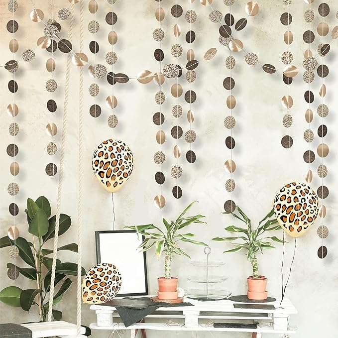Cheerland 4 Pcs Cheetah Party Decorations Hanging Garland Leopard Print Party Decorations Animal Print Streamer Banner Backdrop for Bacherolette Bridal Baby Shower Supplies Cheetah Birthday Decor