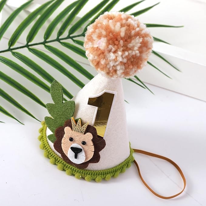 Lion Theme First Birthday Crown - Wild One Jungle Safari Decoration for Boys