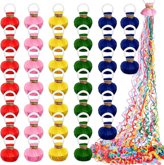50 Pcs Hand Throw Streamer Poppers Colorful No Mess Confetti Poppers Party Poppers Confetti Streamers for Wedding Birthday Graduation Party Celebrations