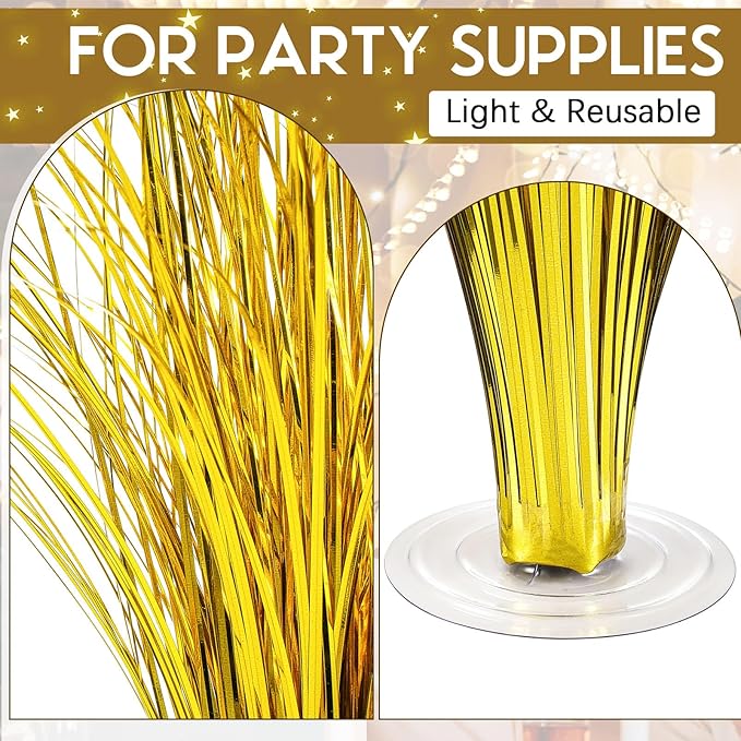 Colingmill 4 Pcs Plastic Metallic Spray Centerpieces for Birthday Table Decorations for Celebration Wedding Decorations, Anniversary, and Holiday Party Supplies, 15.75" (Gold)