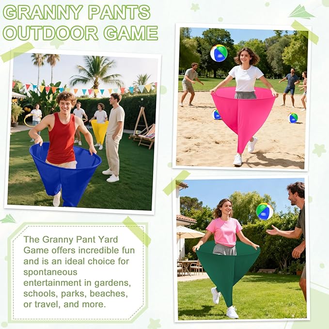 Granny Pants Yard Game Freaky Party Games Pants with Bouncy Balls and Air Pump Oversized Granny Pants Outdoor Game for Adults and Family Interactive Throwing Game for Group Gatherings