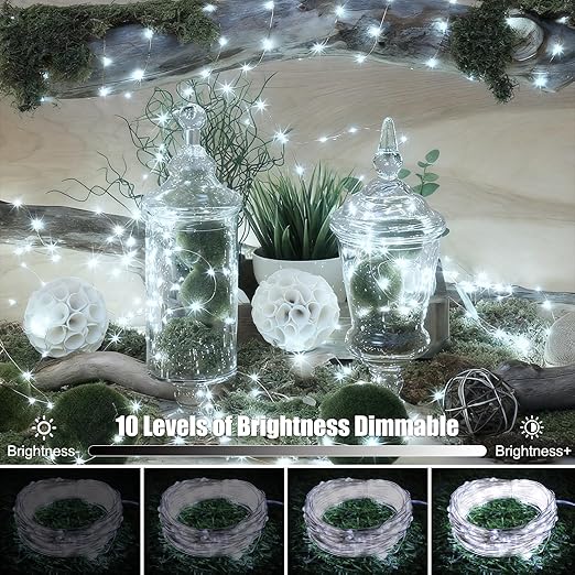 4 Pack Fairy Lights Battery Operated with Remote, 33FT 100LED Waterproof Twinkle String Lights with Timer & 8 Modes,for Indoor Outdoor Patio Garden Wedding Party Christmas Decor-Cool White
