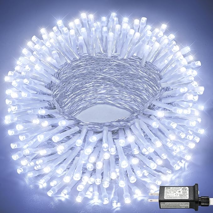 66FT 200 LED Outdoor String Lights, Plug in Christmas Lights Indoor Waterproof, 8 Modes Connectable Fairy Twinkle Lights for Indoor Bedroom Garden Yard Tree Wedding Holiday Decorations, White