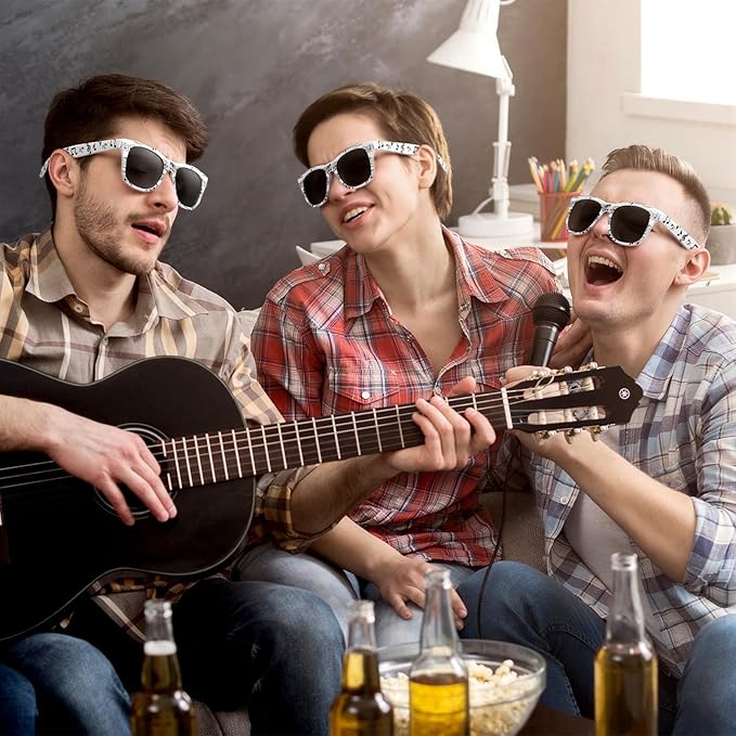 12 Pcs Music Notes Sunglasses Funny Photo Props Decoration Staff Music Themed Sunglasses for Adult Novelty Gifts for Musical Lovers Birthday Supplies