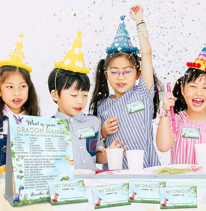 Dragon Birthday Party Decoration,Dragon Theme Birthday Party Sign,What's Your Dragon Name,“My Dragon Name” Guest Sign & Decorations for Dragon Themed Party