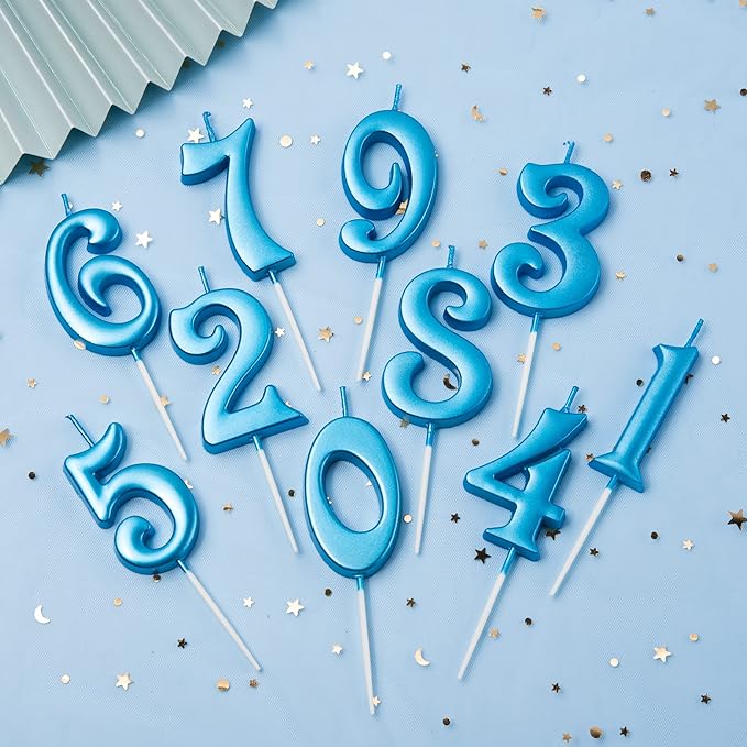 PHD CAKE 10-Count 0-9 Blue Number Birthday Candles, Number One Birthday, Blue Number Candles, Party Celebration, Baby Showers