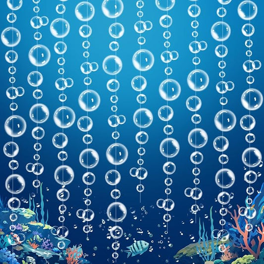 10 Strings Under The Sea Party Decorations, White Bubble Garlands for Little Mermaid Ocean Theme Birthday Party Supplies Hanging Streamer Beach Banner Under Water Baby Shower Backdrop Decor