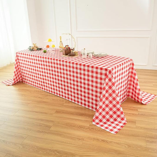 Classic Gingham Buffalo Tablecloth Fabric - Oblong 90x132 Inch Water Proof Checkered Table Cloth for Indoor Outdoor - Table Cover for Birthday, Picnics, BBQs, and Parties