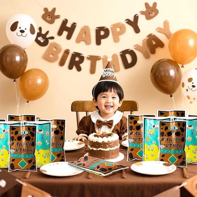 Dog Cartoon Party Favor Bags - 50PCS Dog Cartoon Paw Party Gift Bags for Kids Plastic Goodies Bag with Handles for Birthday Parties Supplies Baby Show Birthday Parties Treat Candy Bag