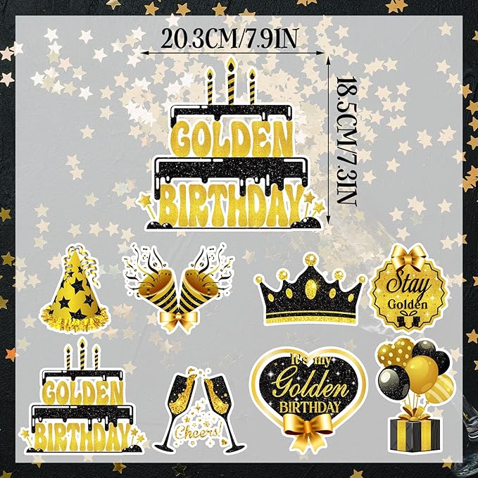 It's My Golden Birthday Honeycomb Centerpieces- Gold Happy Birthday Party Decorations for Teens, Women, Men - Golden Birthday Party Supplies for Girl or Boy, Golden Party Decorations Supplies