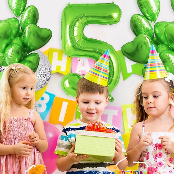 Green Number 5 Balloon 40 Inch, Big Large Foil Helium Number Balloons, Jumbo Giant Mylar Number 5 Balloons for 5 Year Old Birthday Party Decorations Supplies Anniversary Celebration