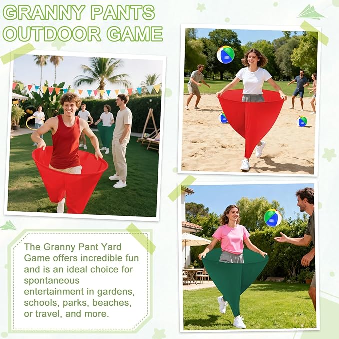 Granny Pants Yard Game Freaky Party Games Pants with Bouncy Balls and Air Pump Oversized Granny Pants Outdoor Game for Adults and Family Interactive Throwing Game for Group Gatherings