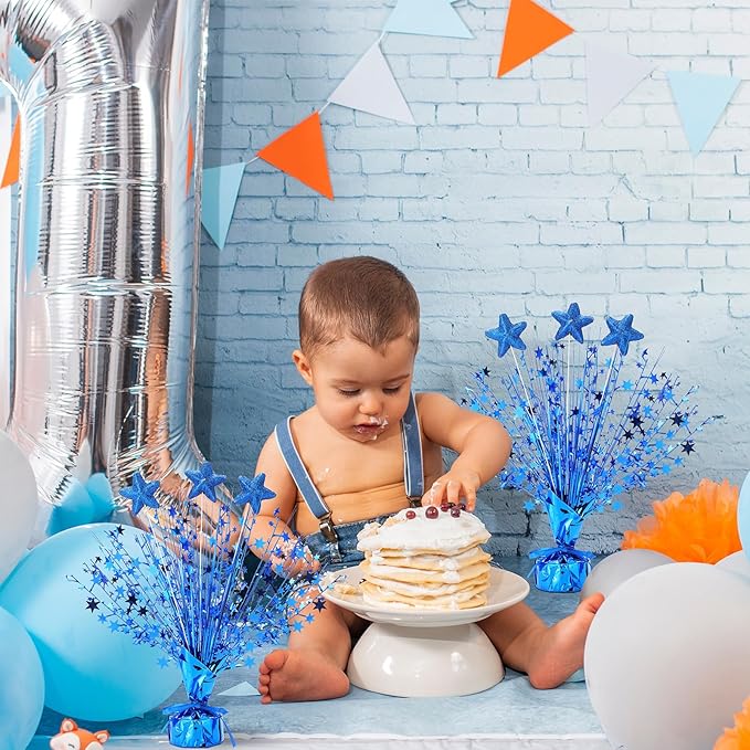 Wenqik 6 Pcs Graduation Table Centerpiece Party Decoration Spray Centerpiece Foil Star Centerpieces Table Decorations for Party Event Anniversary Memorial Dining Holiday Celebration(Blue)