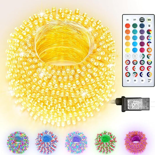 300 LED Color Changing Christmas Lights, 35 Colors 98FT String Lights Easter Decorations, Waterproof Twinkle Fairy Light Clear Wire for Bedroom Indoor Outdoor Holiday Xmas Tree Wedding Party