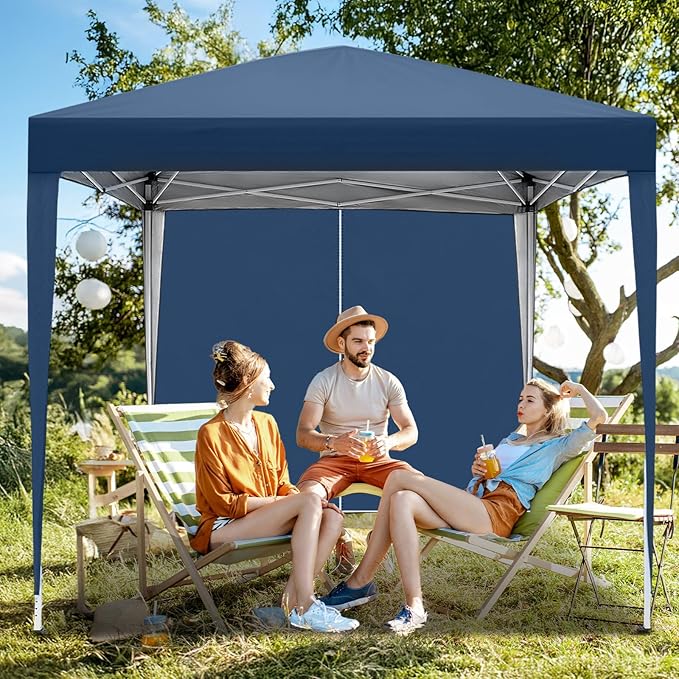 VINGLI 10x10 Pop Up Canopy Tent with Sidewalls, Outdoor Gazebo Canopy Tent, Patio Event Tents Outdoor Event Shelter for Parties (Blue)