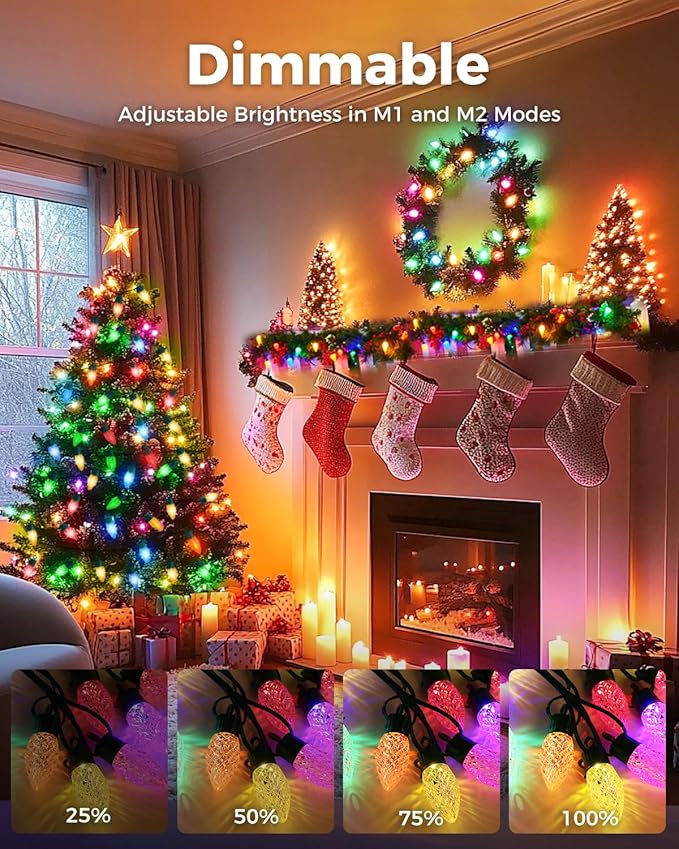 litogo C9 Christmas Lights Outdoor with Remote Control, 168FT(84 * 2) RGB Color Changing Xmas String Lights with Timer, Waterproof Connectable Fairy Lights for Outside Holiday Tree Patio Decoration