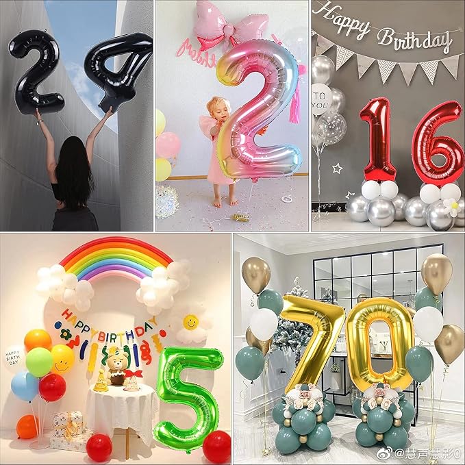 40 inch Number Balloon 0-9 Green Large Number 7 Balloons,Digital Balloons for Birthday Party Celebration Decorations Supplies, Helium Foil Number Balloons for Wedding Anniversary