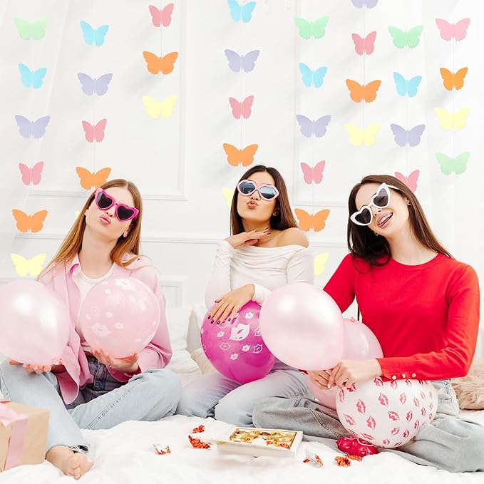 40 Feet Pastel Birthday Decorations Banner Butterfly Streamers Garland Paper Banner Hanging Party Supplies, Hanging Butterfly Wedding Pastel Baby Shower Decorations