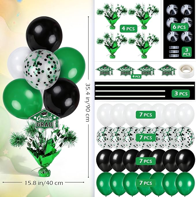 4 PCS Graduation Centerpieces for Tables Balloons Stand Holder Kit College Graduation Decorations 2026 Metallic Glitter Foil Balloon for Graduation Party Decorations Prom Send off Party Decor