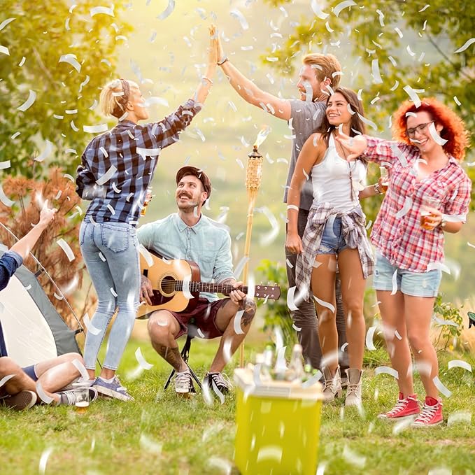 6 Pack White Confetti Poppers,Confetti Cannon,12 Inch Party Poppers Confetti Shooters Launches 20-25FT Biodegradable Party Poppers for Wedding,Engagement,Birthday,Celebrations