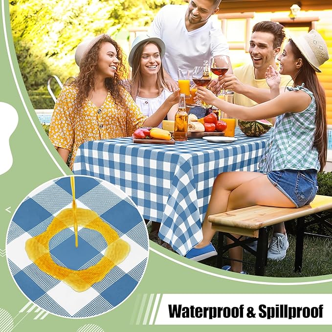 misaya 4 Packs Buffalo Disposable Table Cloth, 54 x 108 Inch Waterproof Plastic Tablecloth, Rectangle Aquamarine and White Checkered Table Covers for Picnic, Birthday, Party