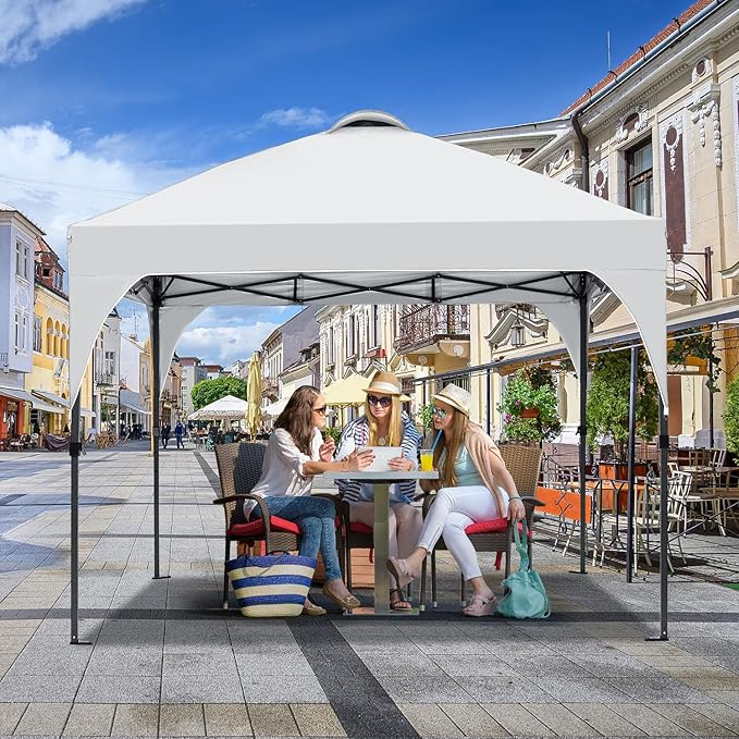 Pop Up Canopy, 10x10 FT Instant Outdoor Canopy Tent with Carrying Bag, 3 Adjustable Heights - Portable for Event, Parties, Camping and More Outdoor Activities
