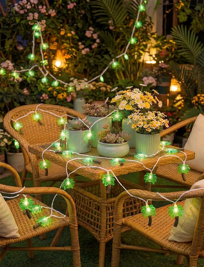 12Ft Summer Beach Hawaiian String Lights - 20 LED Palm Tree Lights for Luau Pool Decor, Hawaii Theme Summer Outdoor Indoor Tropical Party Decorations